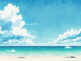 夏の青空とビーチ　Generative AI