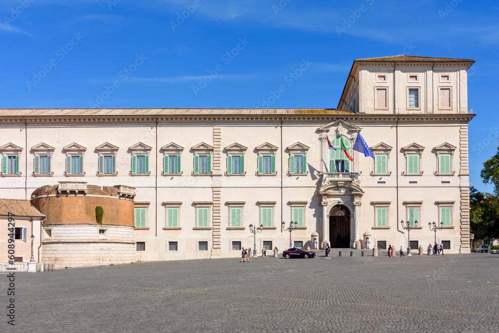 Quirinale palace in Rome, Italy (official residence of president of Italy) with translation 