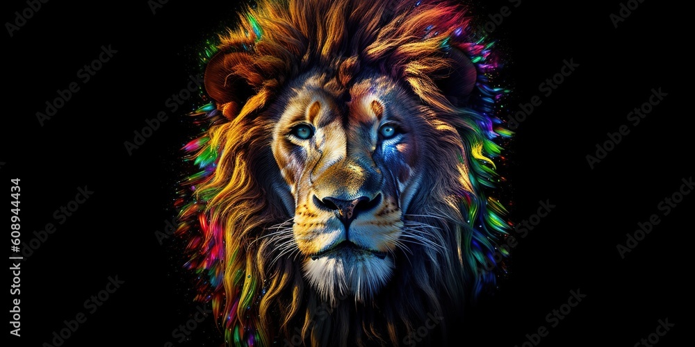 colorful Lion, generative Ai