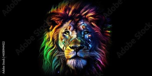 colorful Lion  generative Ai