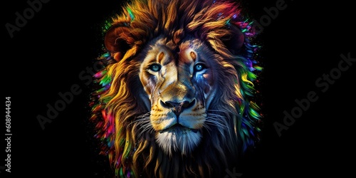 colorful Lion  generative Ai