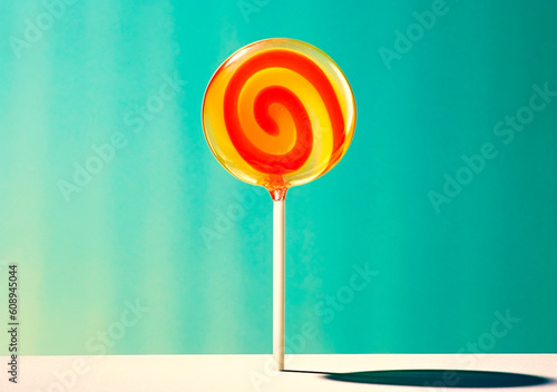 Close up of color loly pop candy over light background, AI Generated photo