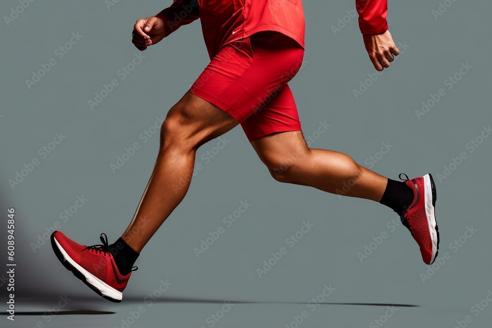 closeup of a man wearing sportswear and walking, created with generative ai technology