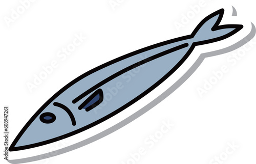 ステッカー風の料理食べ物単品アイコン　魚