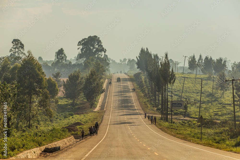 Fototapeta premium WESTERN UGANDA - MARCH 10, 2020: Mubende - Fort Portal road, Uganda