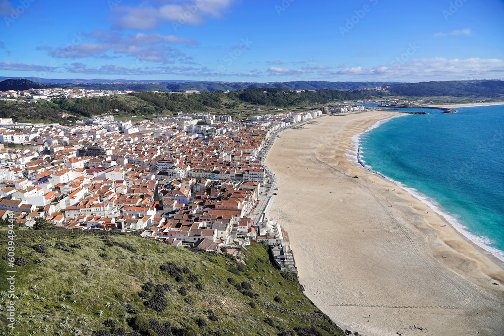 Strand vom Dorf Sitio aus, Nazare, Oeste, Distrikt Leiria, Portugal
