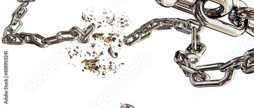 Fotografía chain breaking break chain horizontal silver broken shuttered - 3d rendering