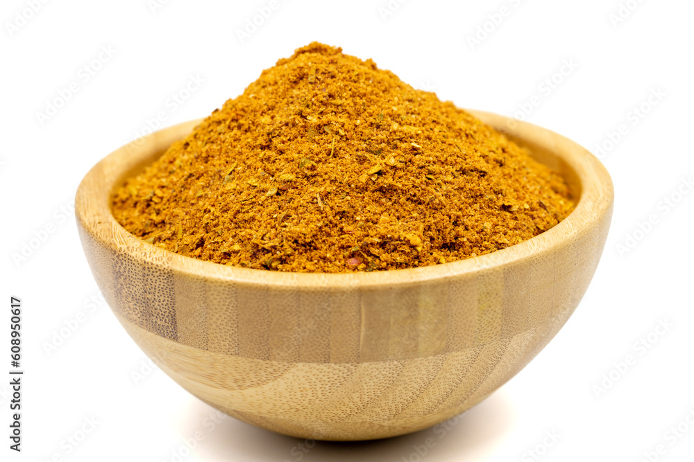 Fotografie Cajun spice powder isolated on white background