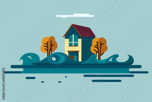 Flooding  natural disasters flat style clipart vector image