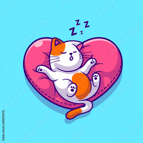 Cute Cat Sleeping On Love Pillow Cartoon Vector Icon
Illustration. Animal Nature Icon Concept Isolated Premium
Vector. Flat Cartoon Style