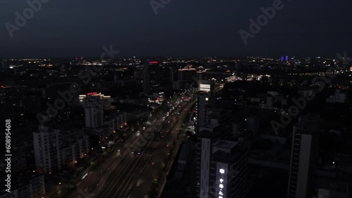 Wallpaper Mural a steady dreamy dark shot of china city from sky. roads are filled with cars and street lights. Torontodigital.ca
