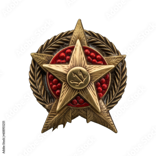 red star on a transparent background, in the style of soviet realism, gemstones, white and bronze tones. Generative AI .