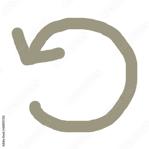 手描きの太い矢印_左回転_灰茶色