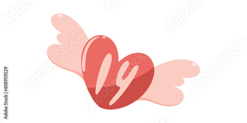Valentine's Day Element Illustration Isolated On White Background. Valentine Icon. Pink Valentine Element. Template for Sticker kit, Greeting, Congratulations, Invitations, Planners. 