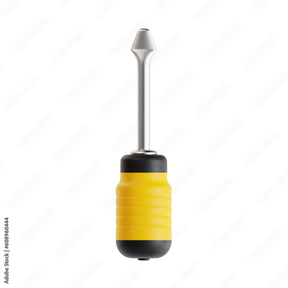 screwdriver 3d render icon illustration, transparent background, construction tool screwdriver 3d render icon illustration, transparent background, construction tool