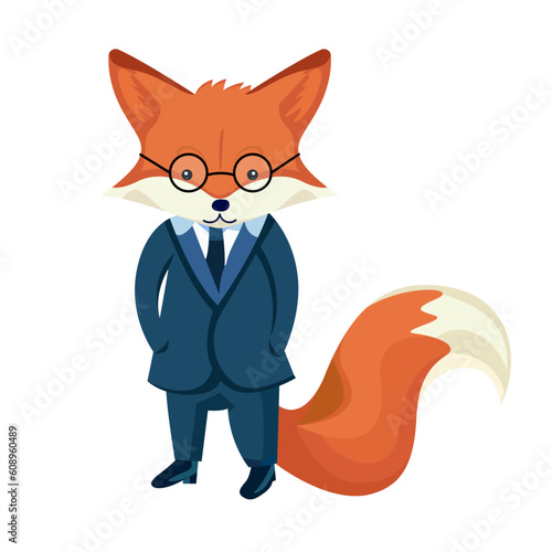 Fox gentleman in full suit flat style illustration vector image