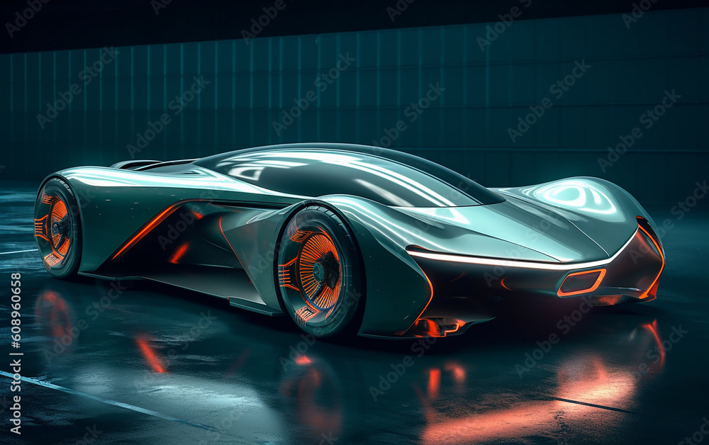 Future concept car, This vehicle's body design exudes beauty, elegance, and a sleek modernity, with a futuristic form that embraces minimalism.   Generative AI