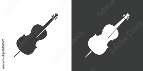 Cello flat web icon. Cello logo design. String instrument simple cello sign silhouette icon with invert color. Cello solid black icon vector design. Musical instruments concept