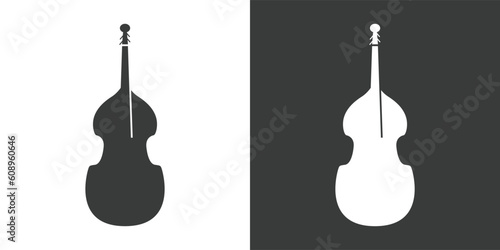 Double bass flat web icon. Double bass logo design. String instrument simple contrabass sign silhouette icon with invert color. Double bass solid black icon vector design. Musical instruments concept