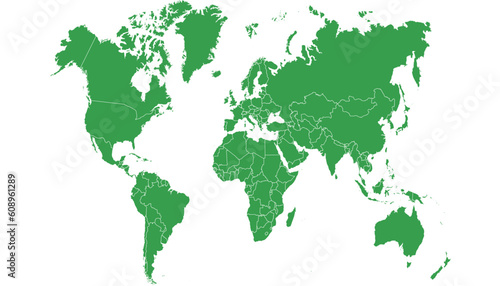 Fototapeta Naklejka Na Ścianę i Meble -  World map. Silhouette map. Color modern vector map.	
