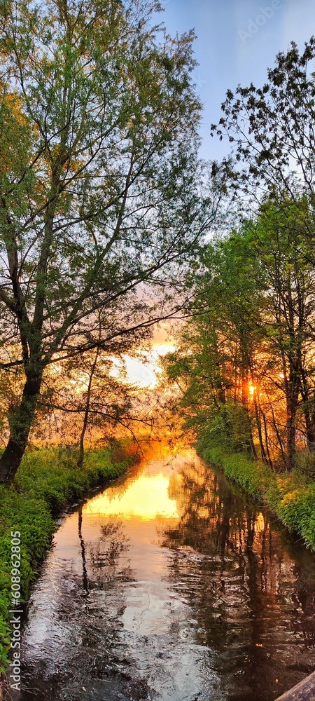 sunset over the river