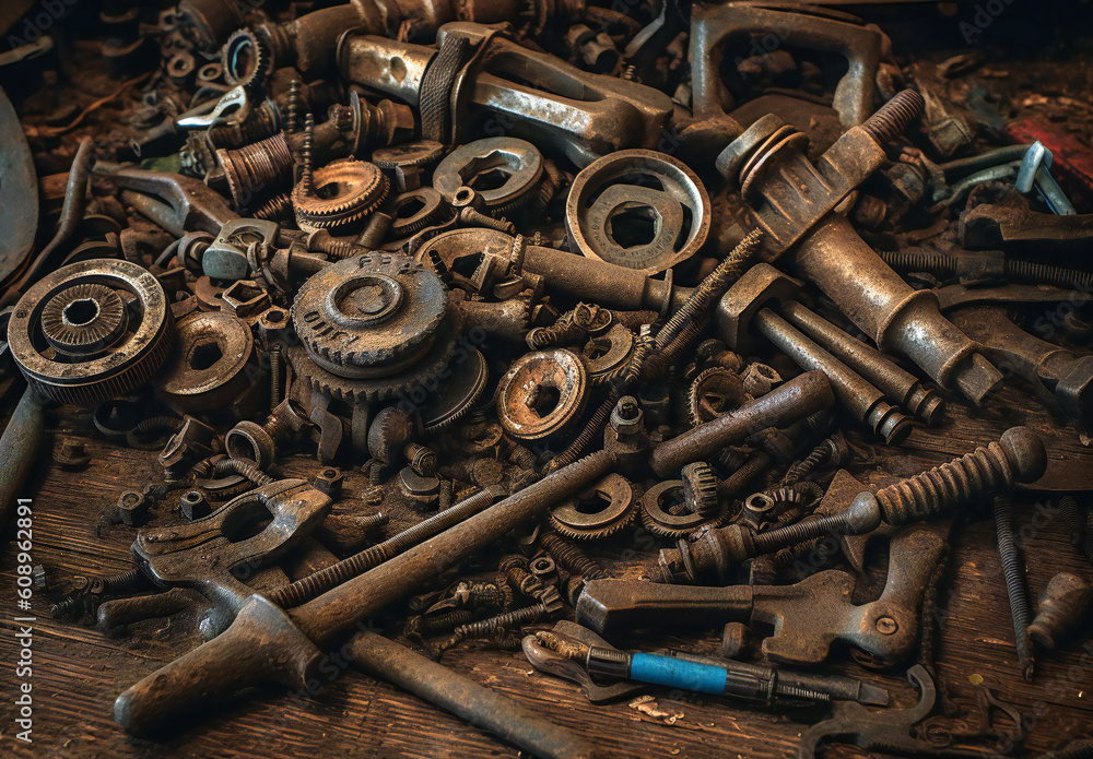 various wrenches and pliers on the rustic background various wrenches and pliers on the rustic background