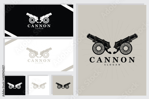 Cannon Logo, Elegant Simple Design Retro Vintage Style, War Artillery Vector, Illustration Symbol Icon