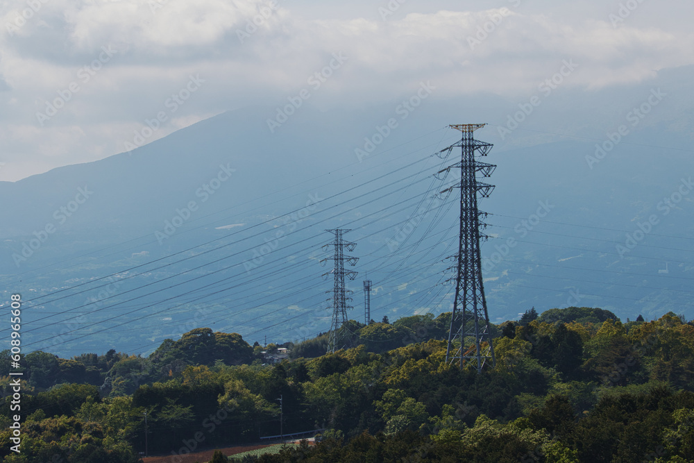 power lines in the mountains