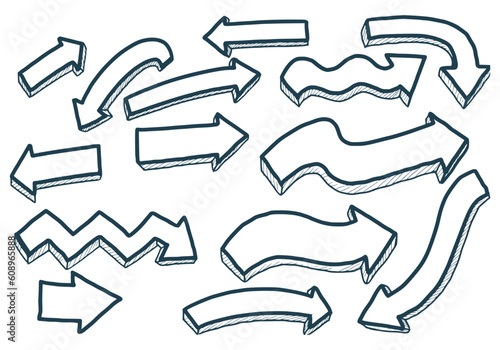 .Hand drawn stylish arrow set design