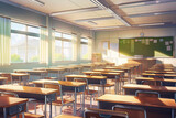 繊細で芸術的な学校や学園系背景のイラスト(AI generated image)