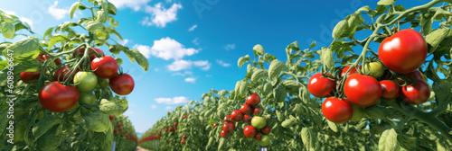 tomato field on summer day photo