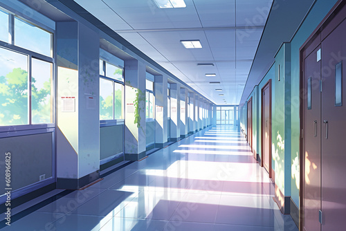 繊細で芸術的な学校や学園系背景のイラスト(AI generated image)