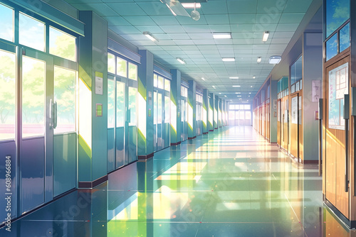 繊細で芸術的な学校や学園系背景のイラスト(AI generated image)