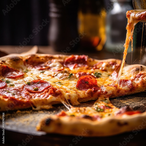 Fresh Homemade Italian Pizza Margherita with buffalo mozzarella and basil