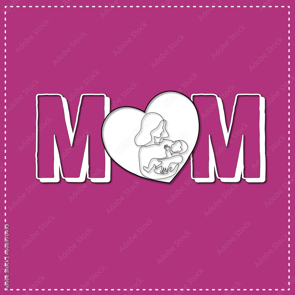 card for mom with line art and typography