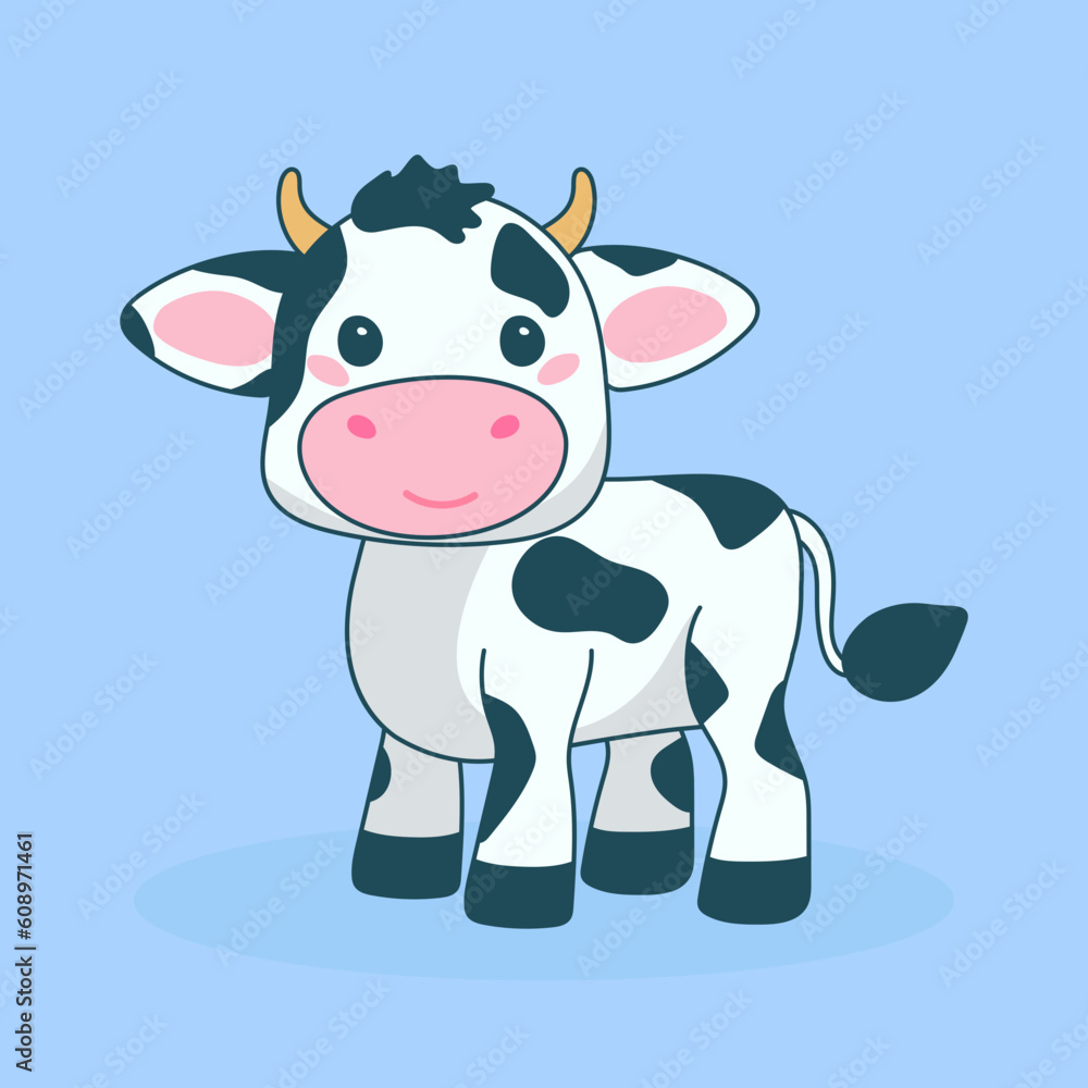 cow funny cartoon isolated vector illustration