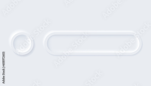 Neumorphic buttons. Simple trendy design elements UI components isolated on light background. Control element for website, mobile app menu and navigation with rounded edges