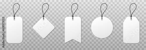 Vector empty price tags. White price tags png. Template of price tags, labels, tags png. Paper discounts on an isolated transparent background.