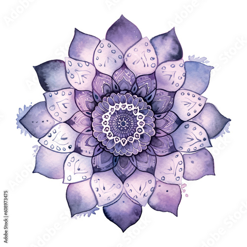 Sahasrara chakra mandala watercolor vector Illustration isolated