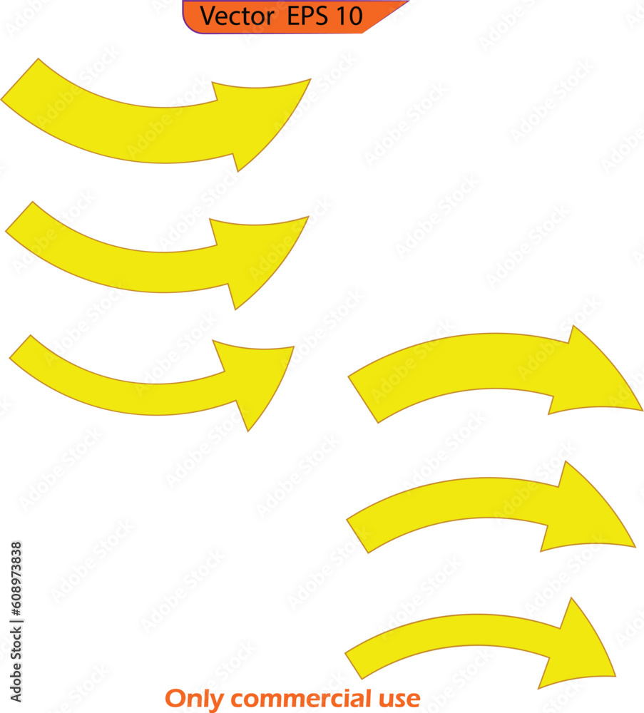 Yellow arrow icon. Set of vector arrows. Vector illustration Yellow arrow icon. Set of vector arrows. Vector illustration