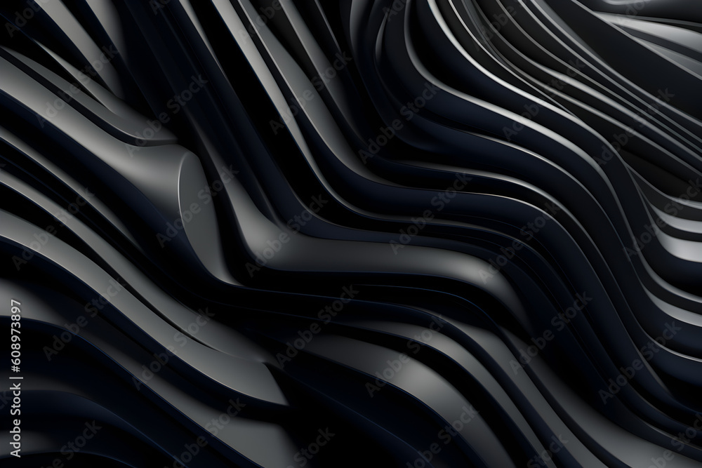 Obraz premium abstract background, wavy, dark, black, curvy, waves, wallpaper, ai generated