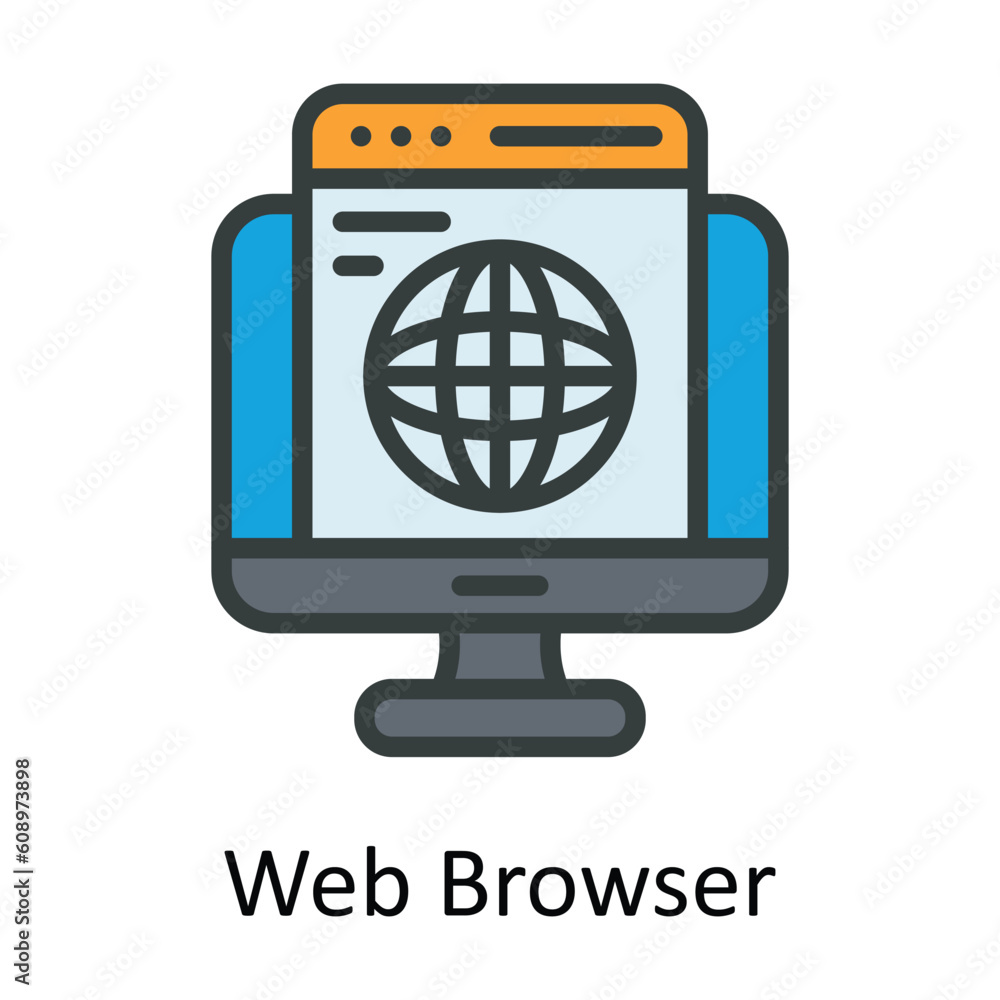 Web Browser  Vector  Fill outline Icon Design illustration. Digital Marketing  Symbol on White background EPS 10 File