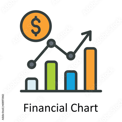 Financial Chart Vector Fill outline Icon Design illustration. Digital Marketing Symbol on White background EPS 10 File