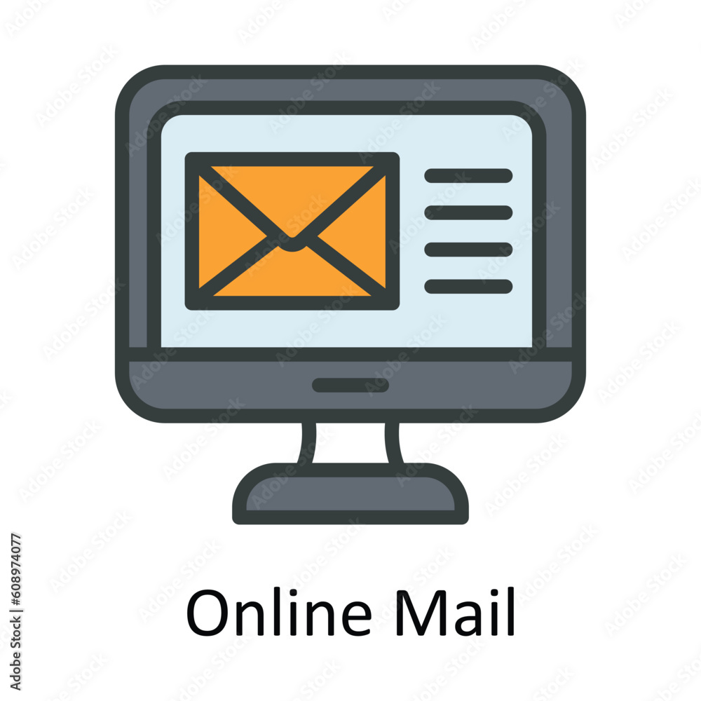 Online Mail Vector Fill outline Icon Design illustration. Digital Marketing Symbol on White background EPS 10 File Online Mail Vector Fill outline Icon Design illustration. Digital Marketing Symbol on White background EPS 10 File