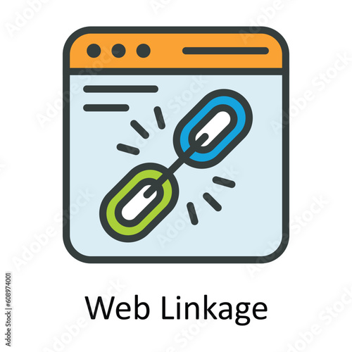 Web Linkage Vector  Fill outline Icon Design illustration. Digital Marketing  Symbol on White background EPS 10 File