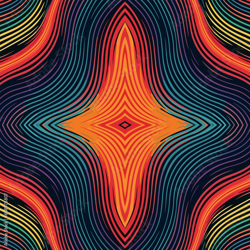 Irregular Rounded Lines Halftone Ikat Pattern