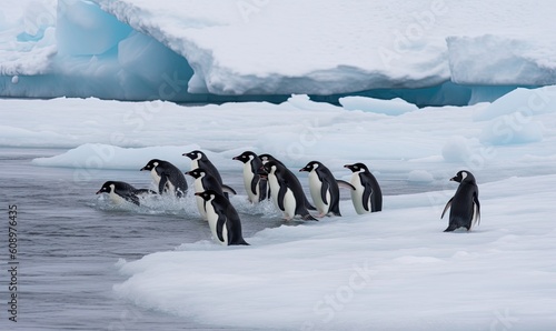 The iceberg provides a refuge for penguins to huddle Creating using generative AI tools
