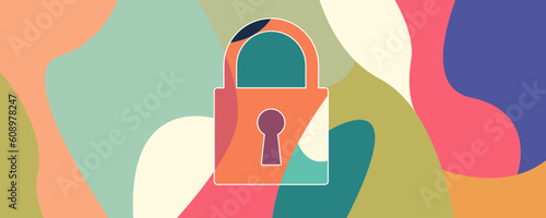 internet digital security technology concept for business background. Lock on circuit board