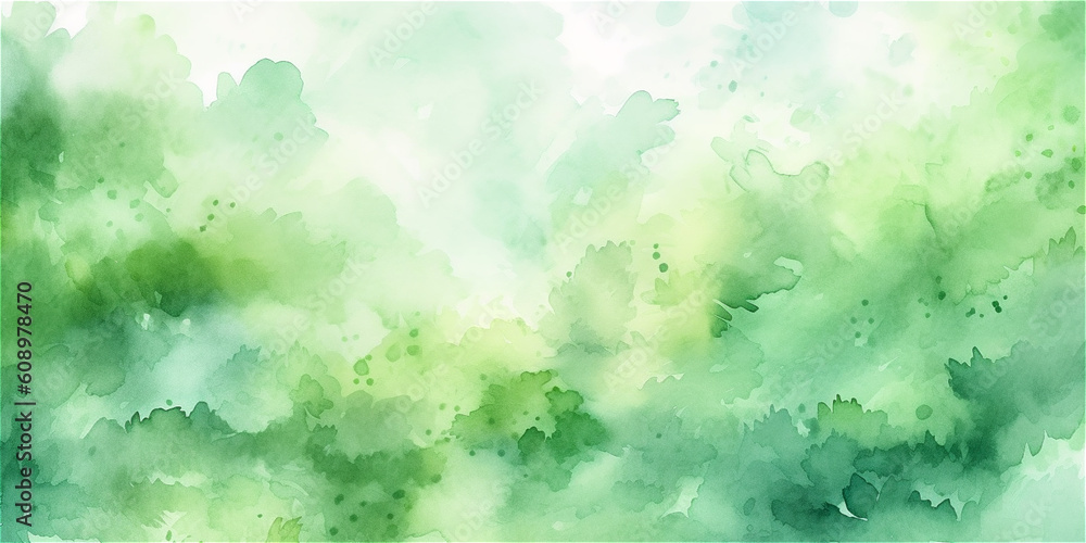 green watercolor abstract background, ai generated