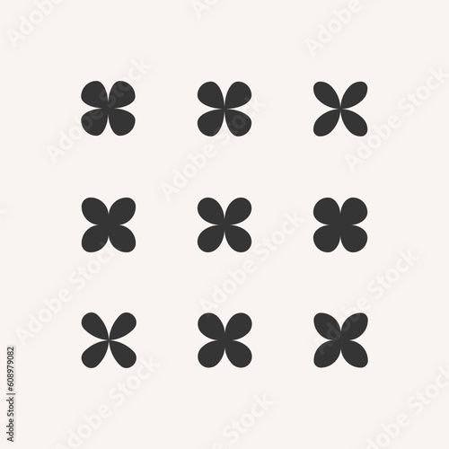 Rapeseed flower bud emblem.  Modern abstract linear compositions and graphic design elements.